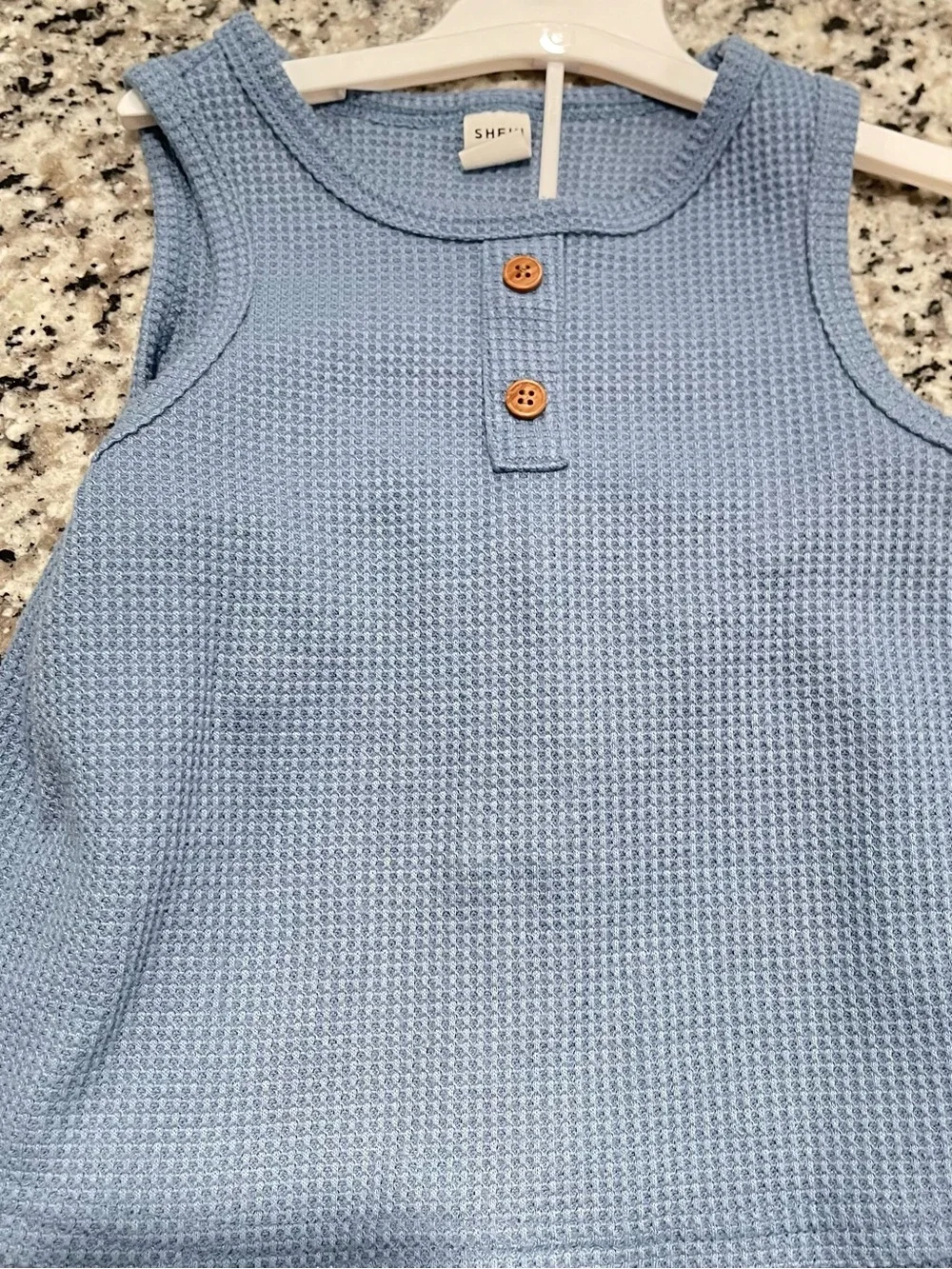3 Pack Shein Size 2-3T | Waffle-Knit Tank & Short Set - Sage, Blue, Tan